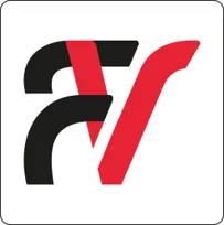 Musta ja punainen logo, jossa on tyyliteltyjä kirjaimia valkoisella taustalla.