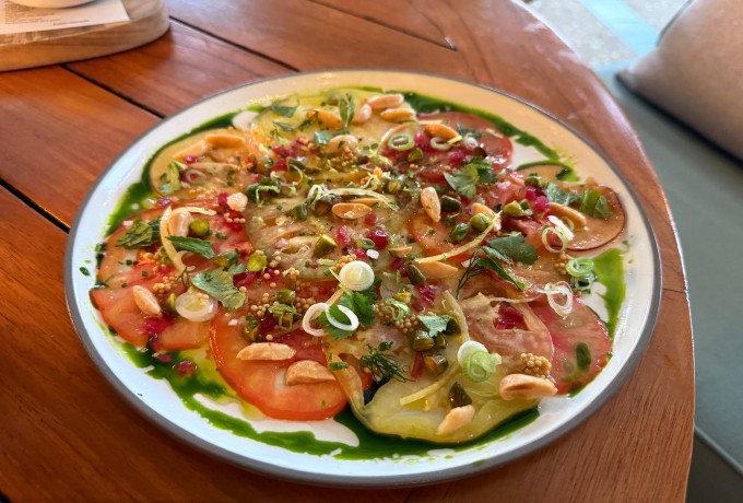 Tomato salad served at Seaway restaurant in Four Seasons Palm Beach