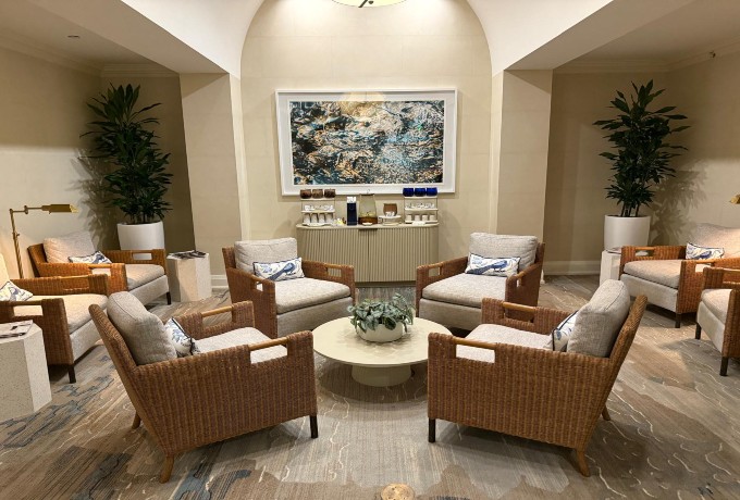 Spa lounge at Four Seasons Resort Palm Beach with comfortable seating and a tranquil atmosphere