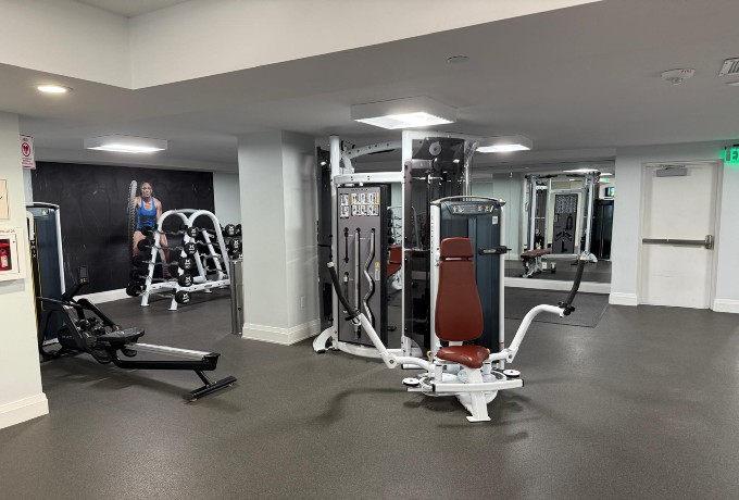 Modern weight machines inside the gym at Four Seasons Palm Beach