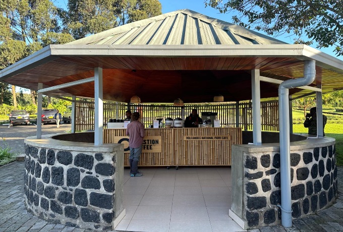 Meeting point at the start of the gorilla trek in Rwanda.