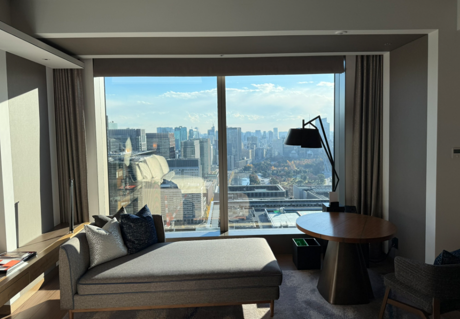 Window-side chaise lounge in a Deluxe Room