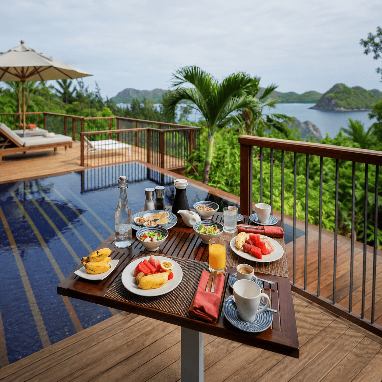 Accor HERA hotel breakfast terrace with luxury resort benefits booked through Clements Travel