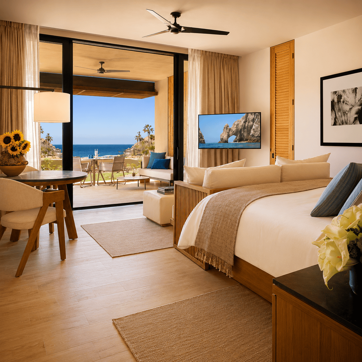 Montage Los Cabos ocean view suite, book with Clements Travel for Virtuoso benefits
