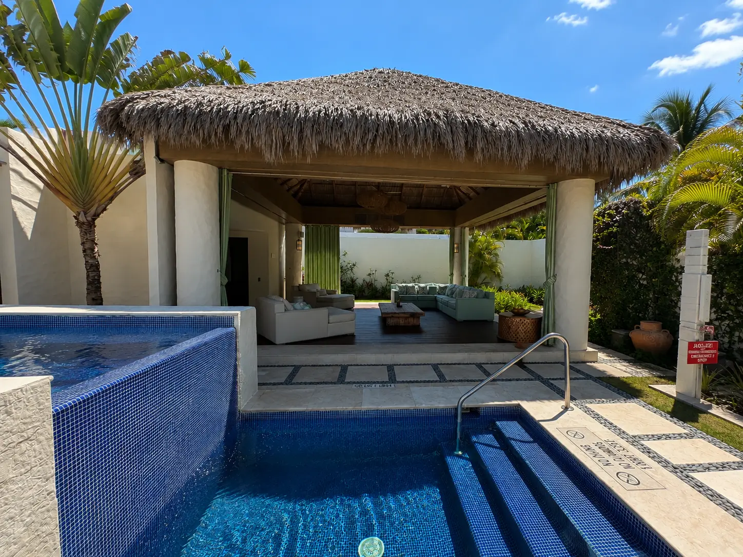 Hydrotherapy pool and shaded relaxation pavilion at Remède Spa in The St. Regis Punta Mita.