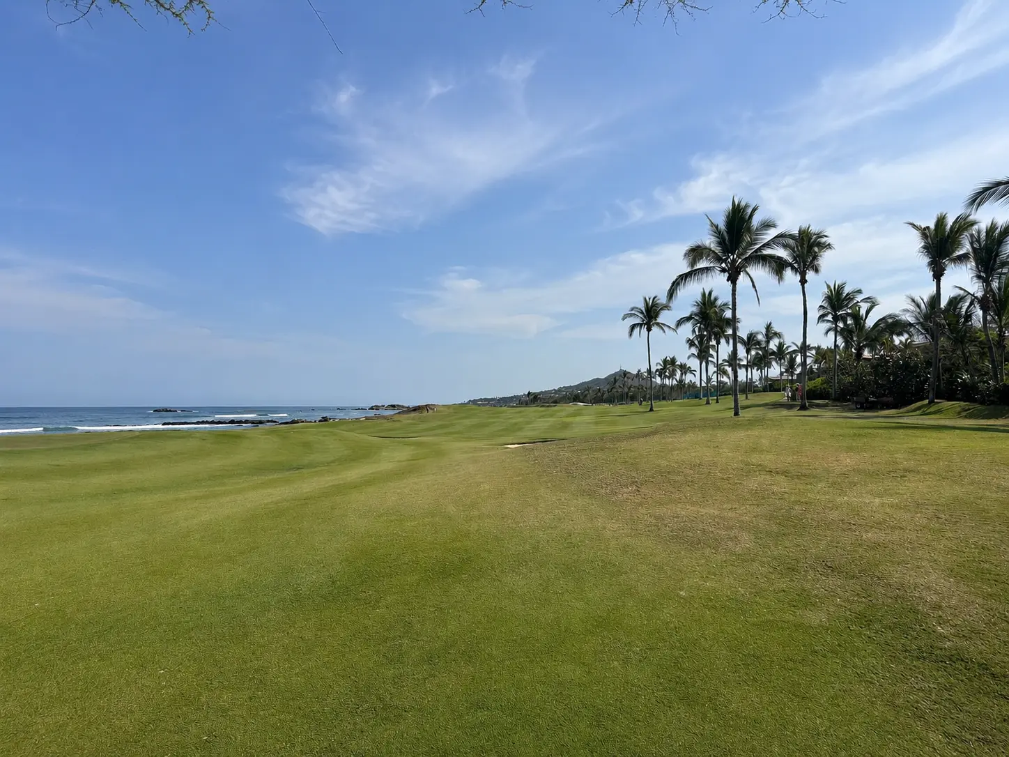 Oceanfront golf course with palm trees and Pacific Ocean views at The St. Regis Punta Mita.