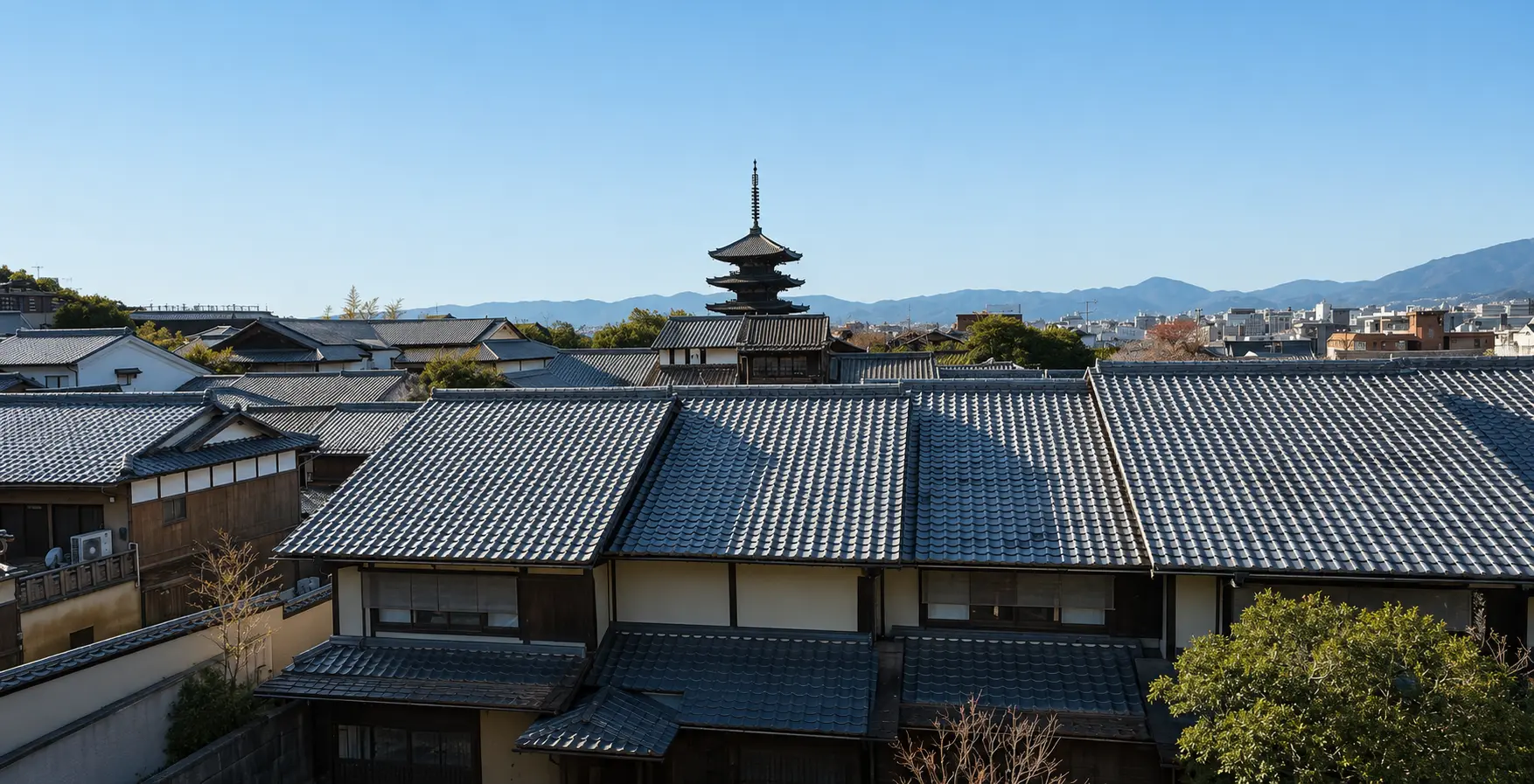 View of historic Yasaka Pagoda and Higashiyama rooftops from an upgraded room at Park Hyatt Kyoto