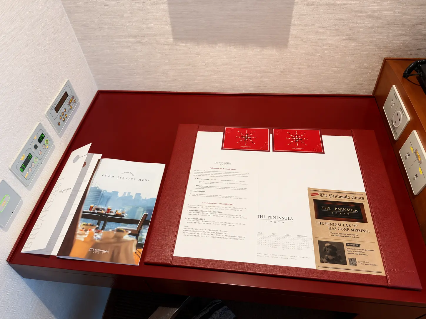 Writing desk and stationery in a Premier Room at The Peninsula Tokyo