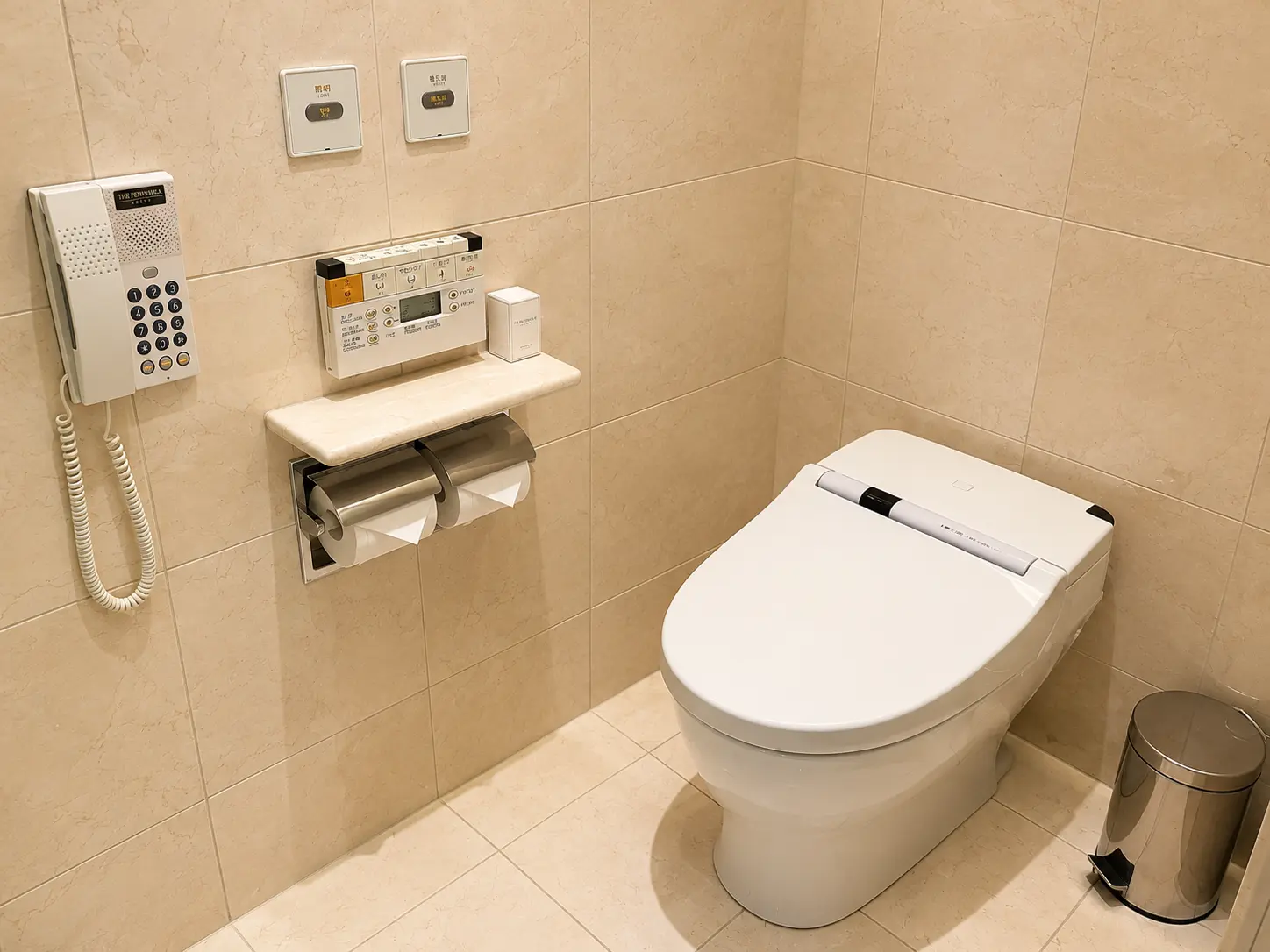 Japanese bidet toilet and electronic controls at The Peninsula Tokyo