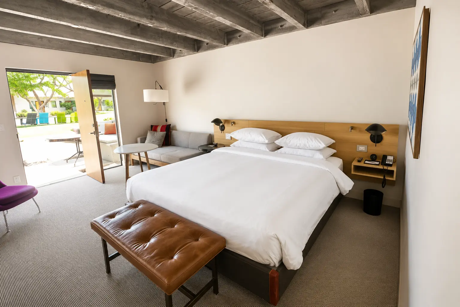 Upgraded bungalow guest room interior at Andaz Scottsdale Resort and Bungalows booked via Hyatt Privé