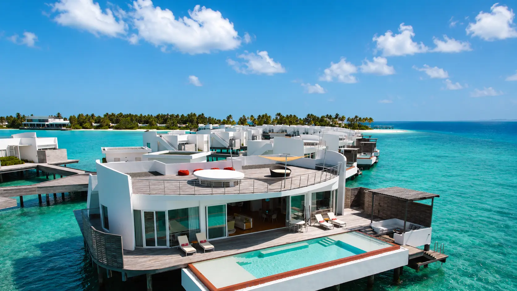 Overwater villa with private pool at Jumeirah Olhahali Island Maldives.