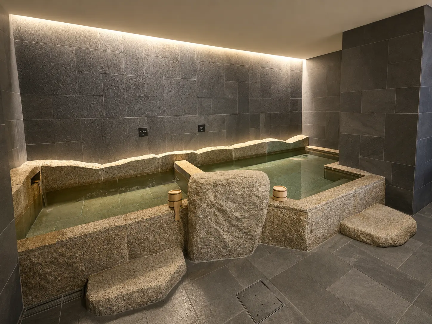 Men's ofuro Japanese bathing facilities at Four Seasons Hotel Kyoto.