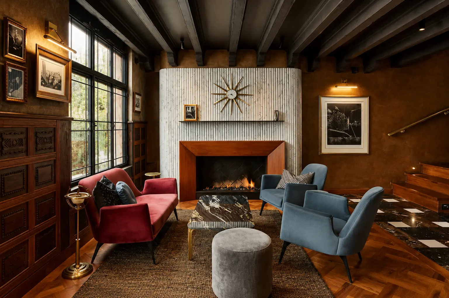Castanyoles Bar at Four Seasons Hotel Casa Medina Bogotá with marble counter, spirit shelves, greenery and bar seating.