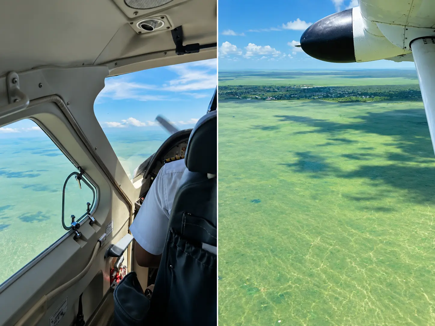 View from a small safari plane flying over Tanzania on the way to Four Seasons Safari Lodge Serengeti.