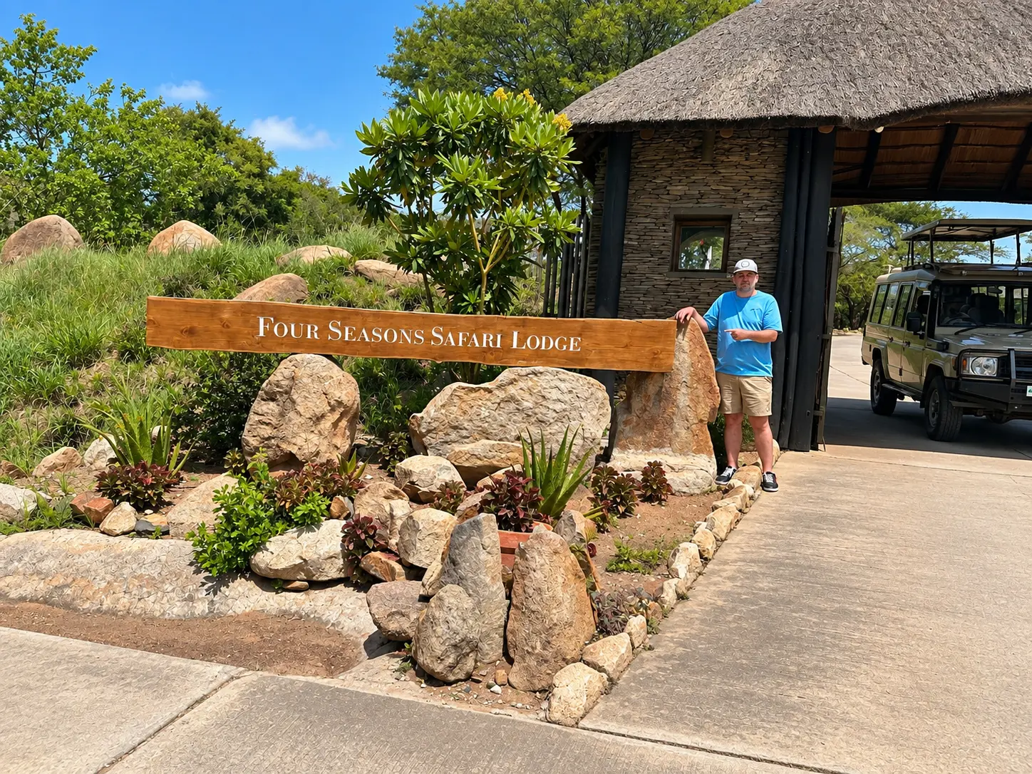 Arrival entrance at Four Seasons Safari Lodge Serengeti in Tanzania