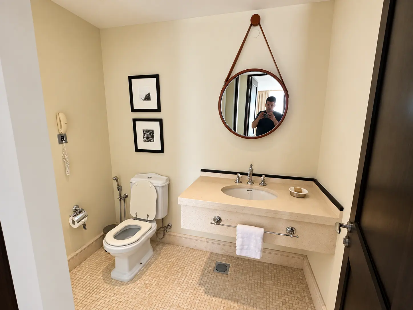 Half bathroom in a One-Bedroom Villa at Four Seasons Safari Lodge Serengeti, Tanzania.
