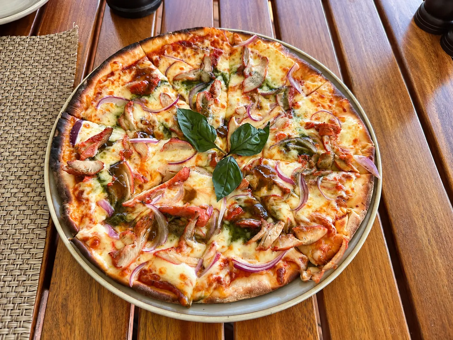 izza served for lunch at Maji Bar and Terrace at Four Seasons Safari Lodge Serengeti.