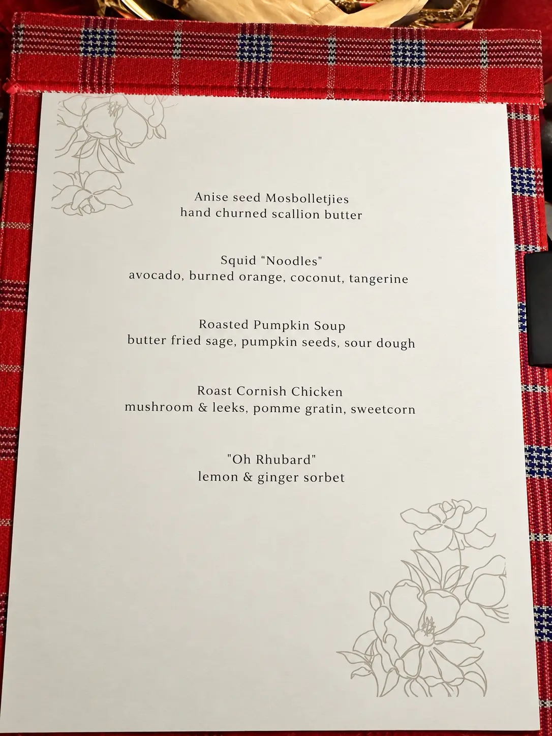 Mexican night dinner menu at Nuru at Four Seasons Safari Lodge Serengeti.