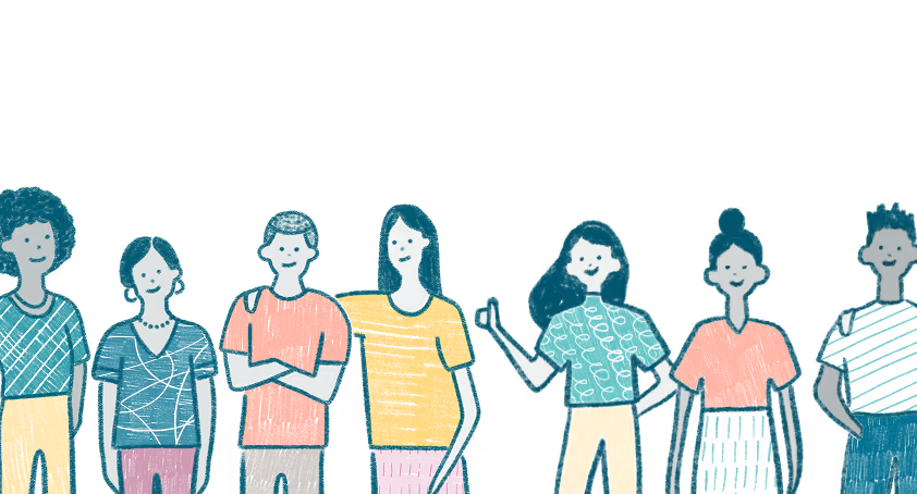 A group of people standing next to each other.