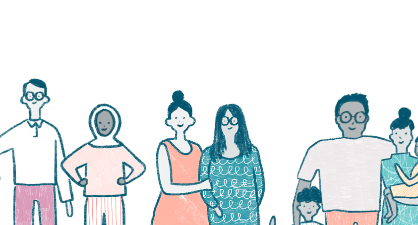 A group of people standing next to each other.