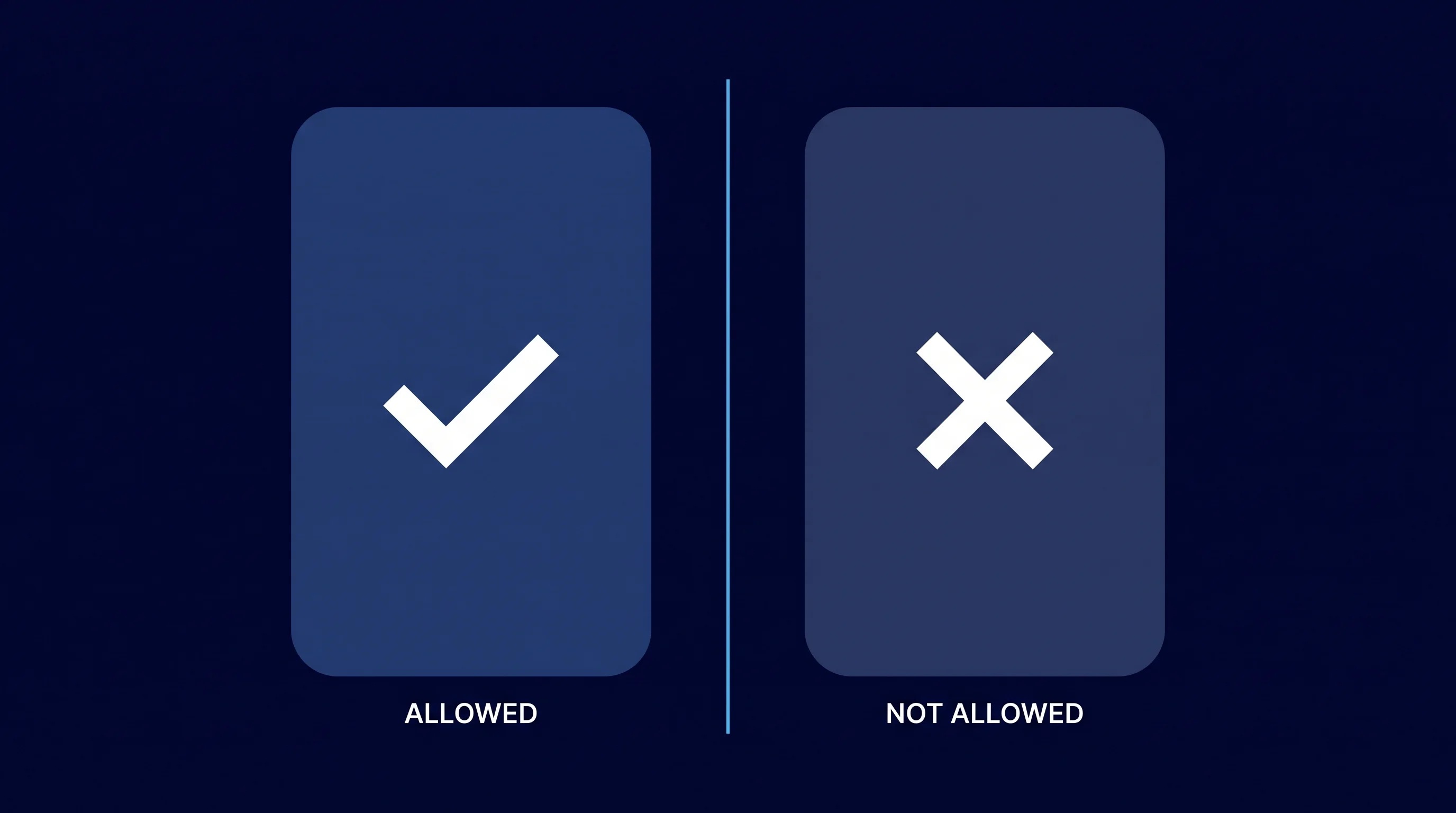 * Comparison visual with two boxes: 'allowed' and 'not allowed' for data policy in AI use.