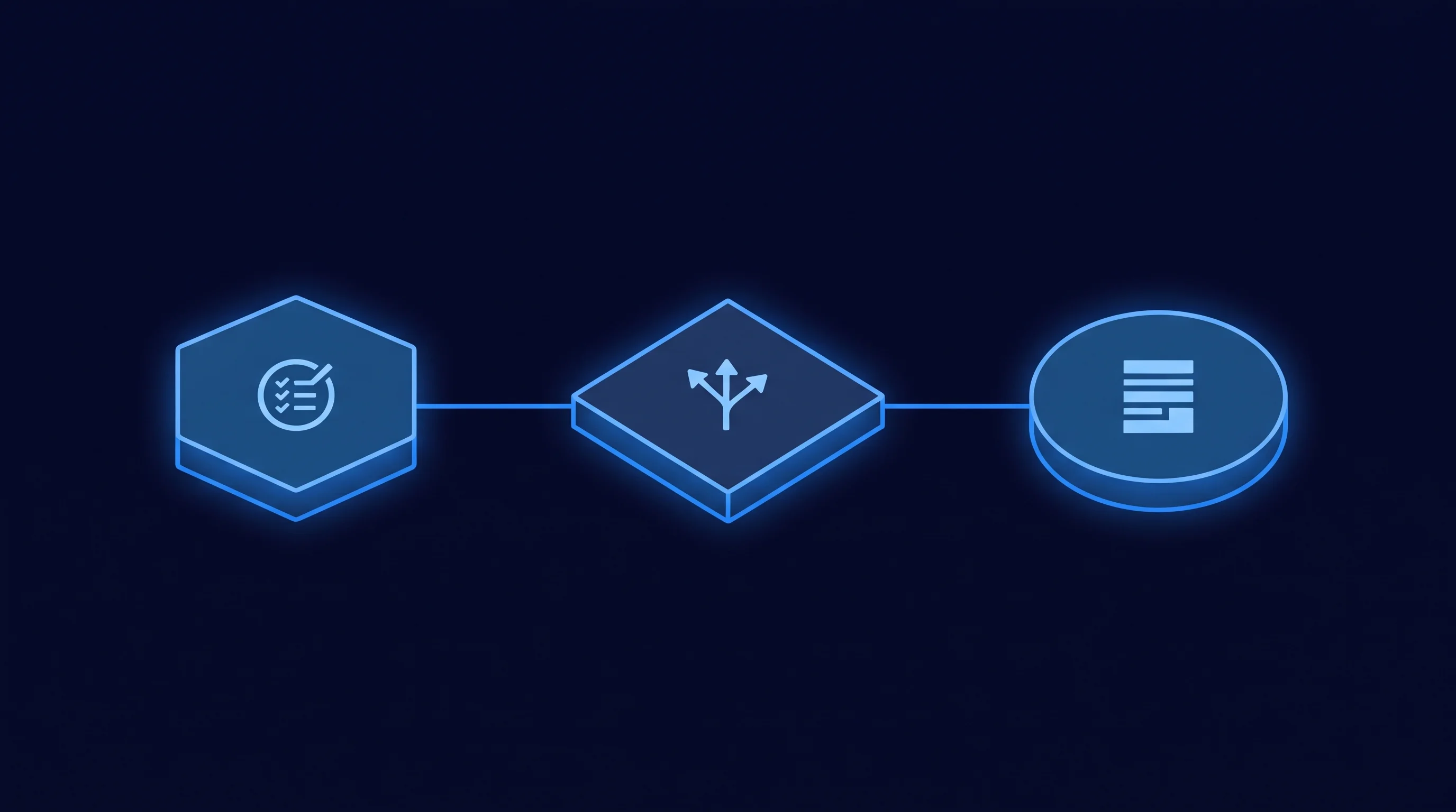 Three connected icons for evals, exception handling, and logging as components of a trustworthy approval agent