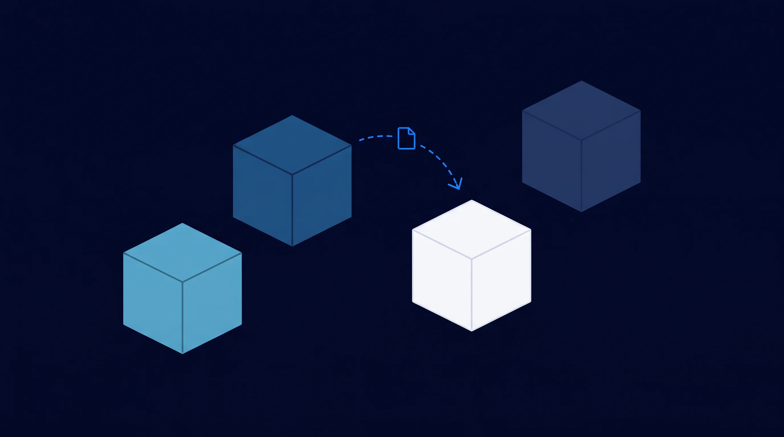 Separate, disconnected systems with a manual copy arrow between them