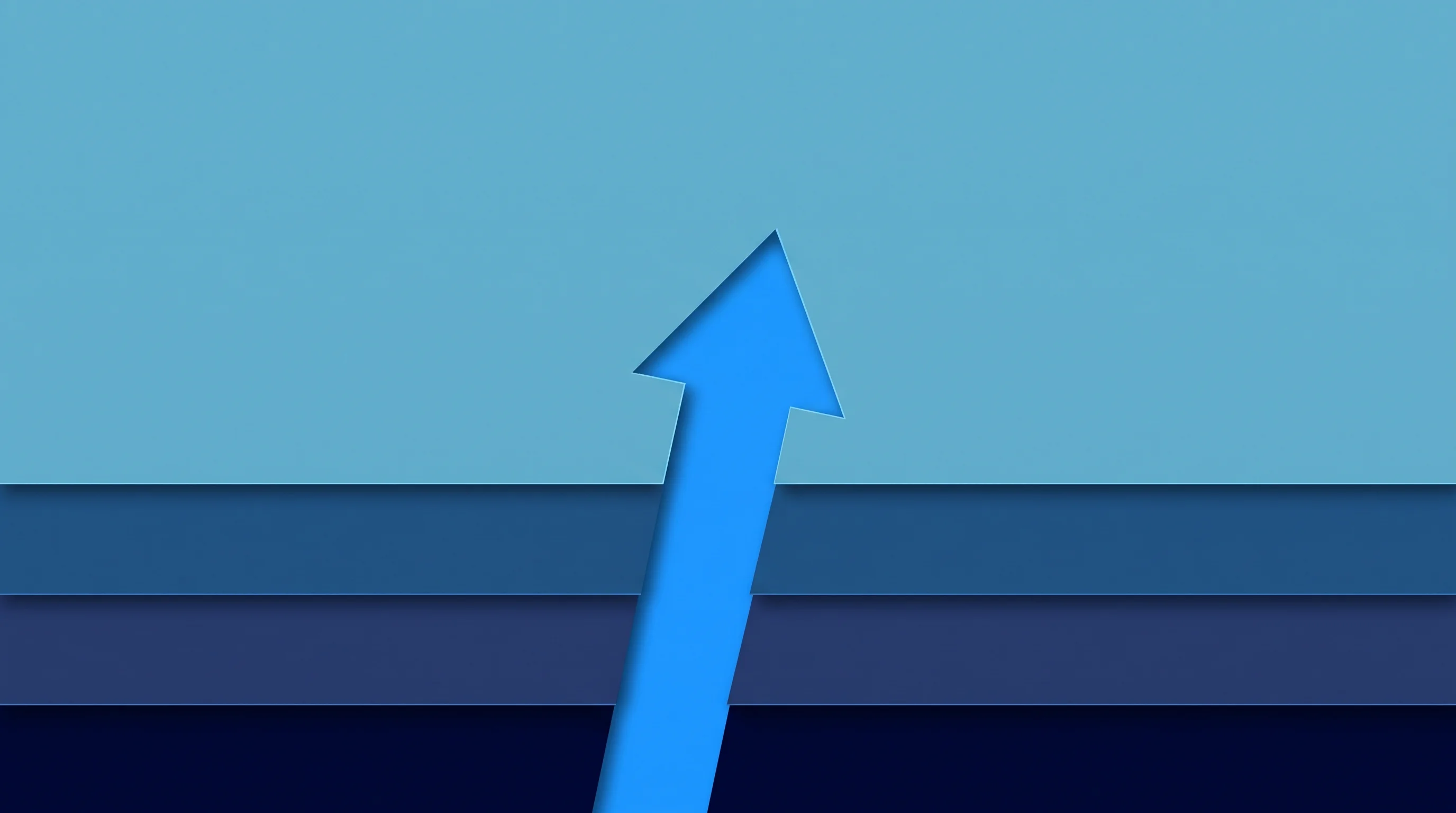 Paper-cut illustration of blue layers forming a ceiling with an arrow breaking through