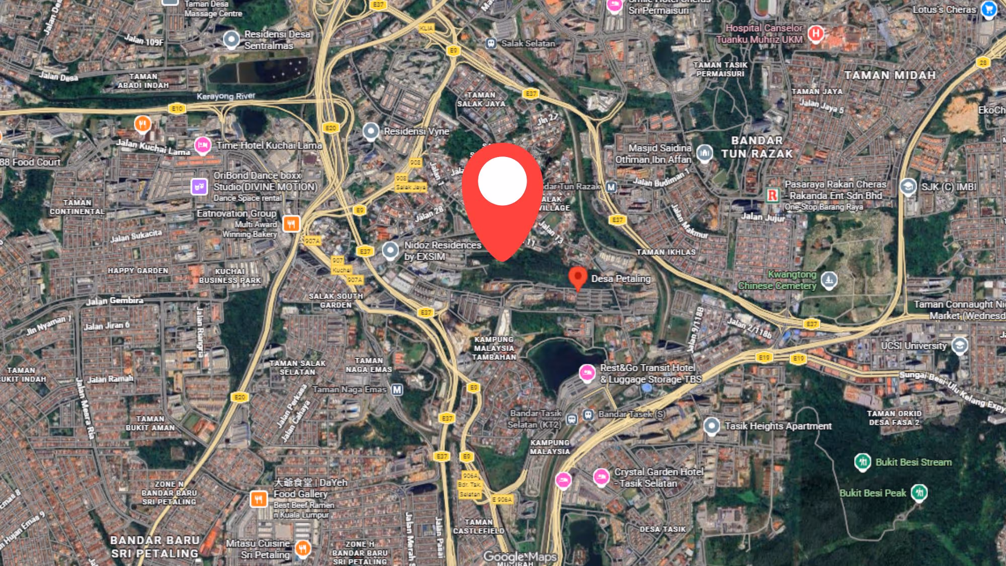 Map showing The Address JB location near Johor Bahru city