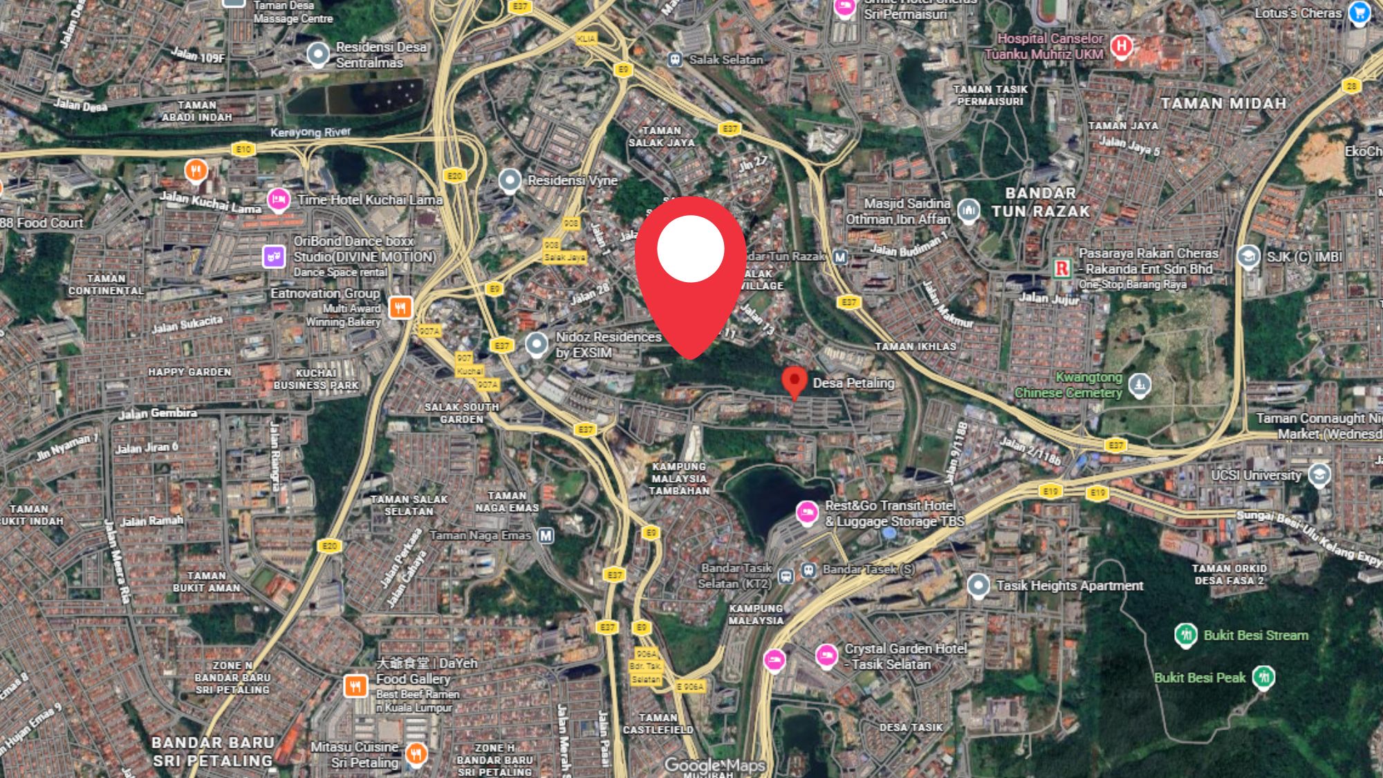 Map showing The Address JB location near Johor Bahru city