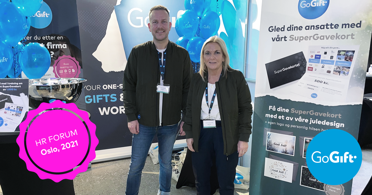 Two GoGift team members at the HR Forum Oslo 2021 exhibition booth