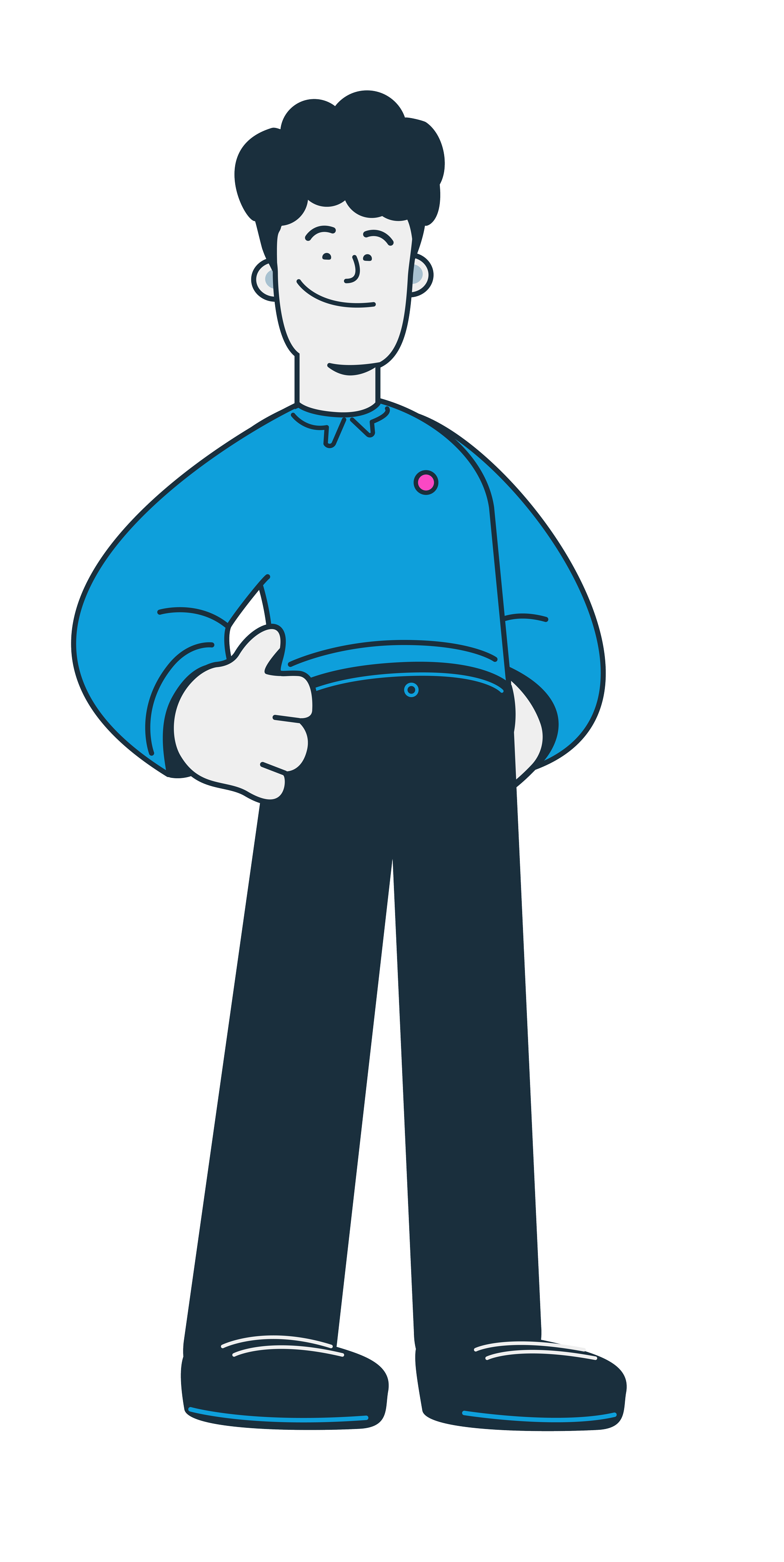 Cartoon illustration of a person in a GoGift shirt giving a thumbs up