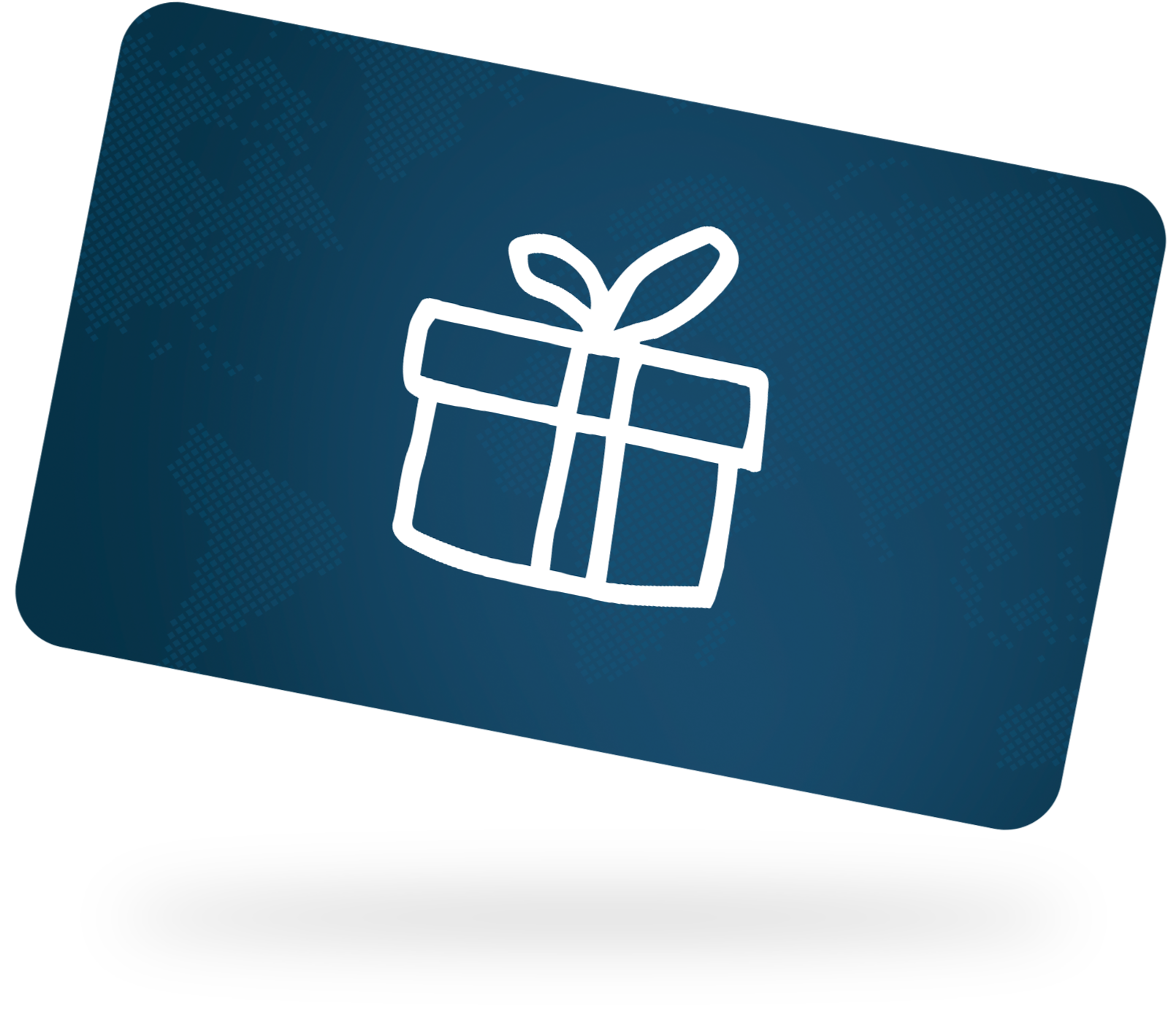 A blue gift card illustrated