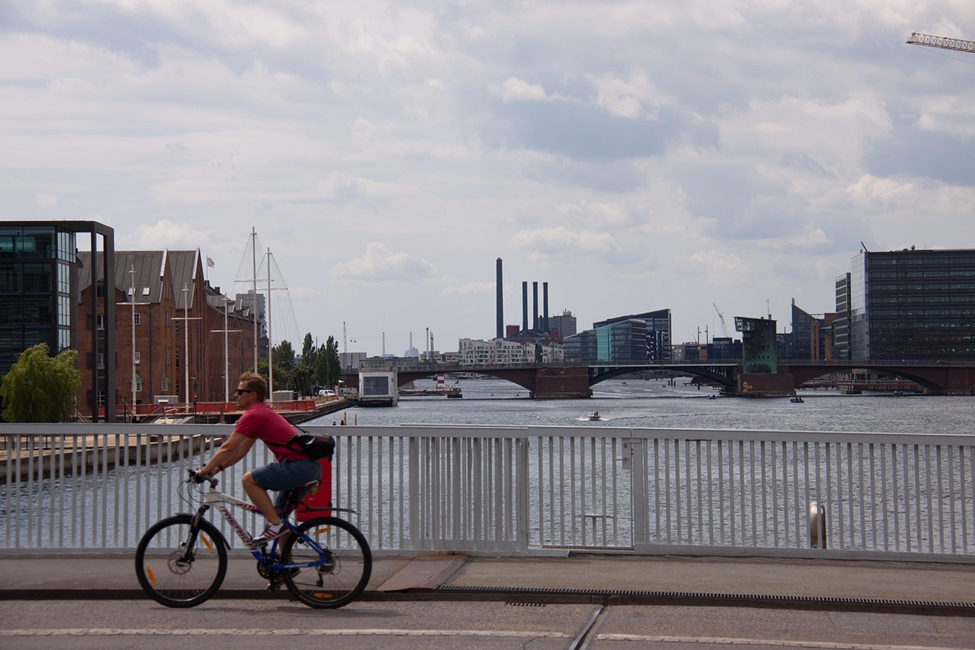 View of Langebro Bridge, connecting Christianshavn with central Copenhagen