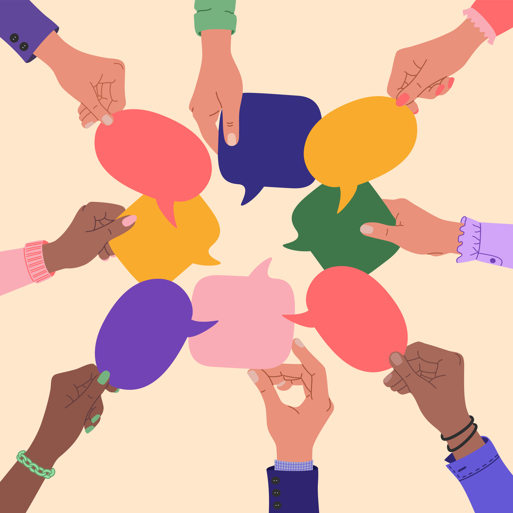 Overhead view of professionals networking and having conversations in a business environment.
