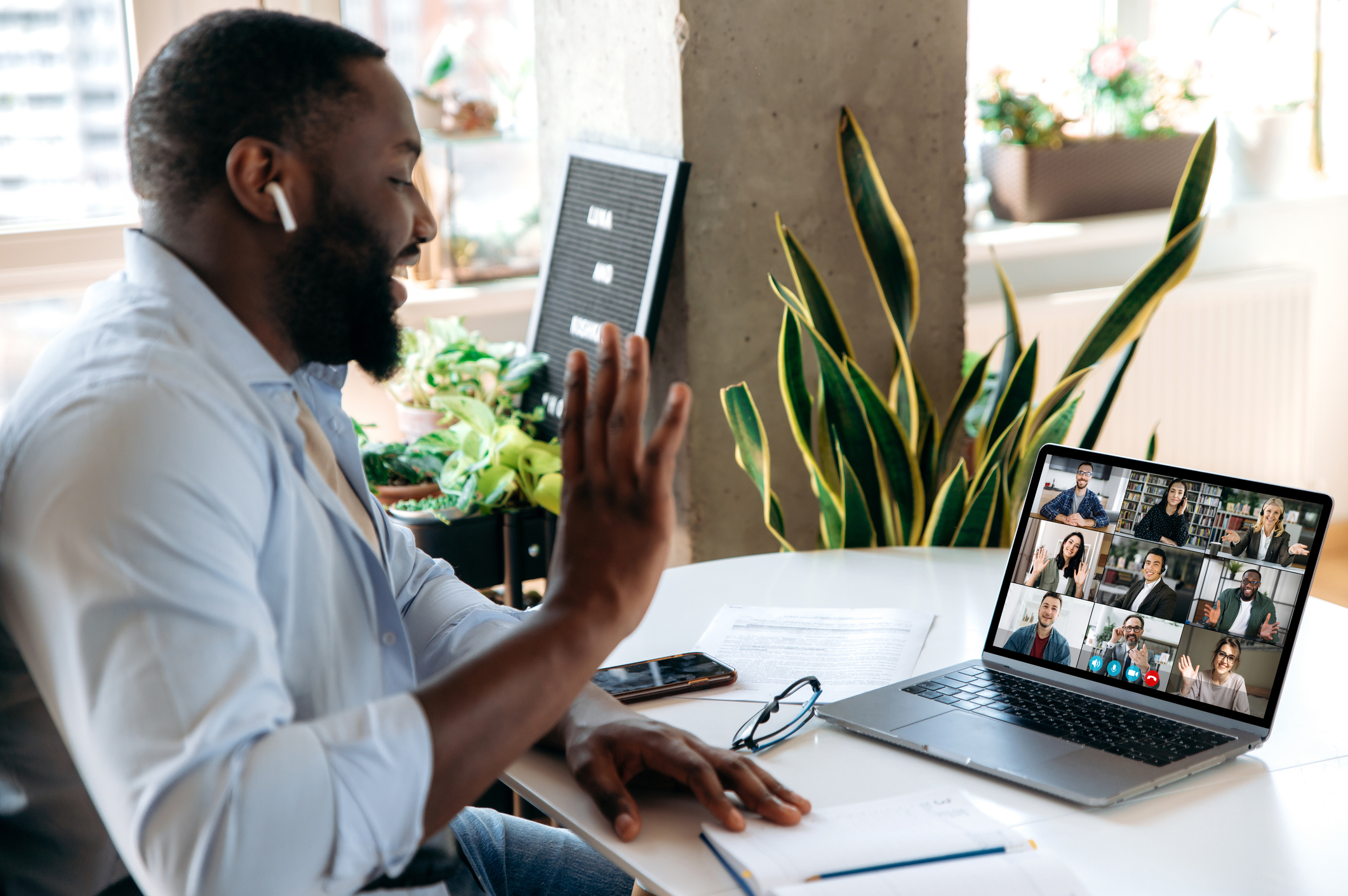 a team working together with the help of modern online tools