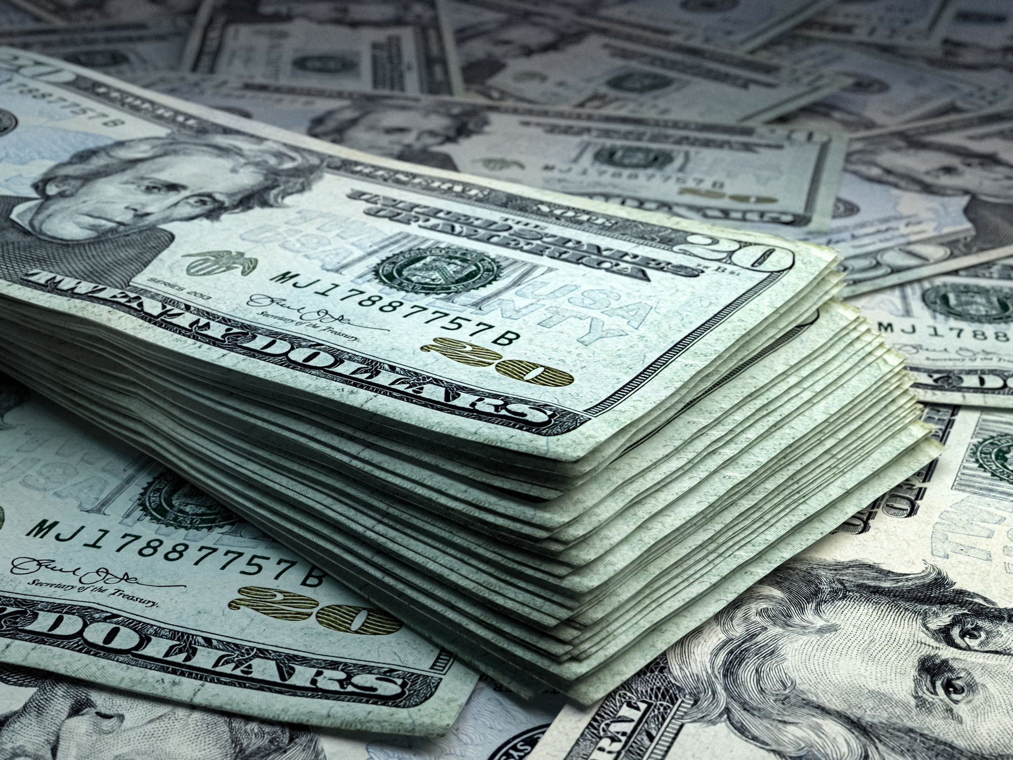 Stack of US dollar bills