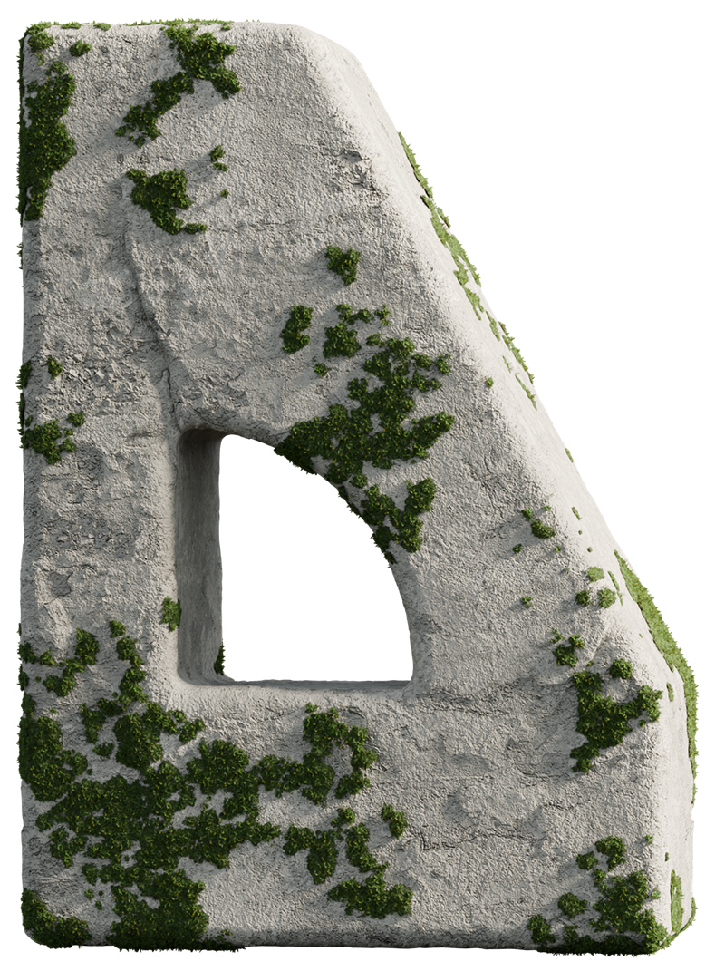Block of gray porous stone with a triangular and rectangular cutout.