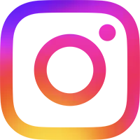 Instagram app icon with a white camera outline on a pink, purple, orange, and yellow gradient background.