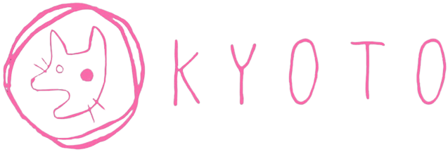 Kyoto Logo with pink hand-drawn fox face inside a circle next to the word KYOTO in stylised pink letters.