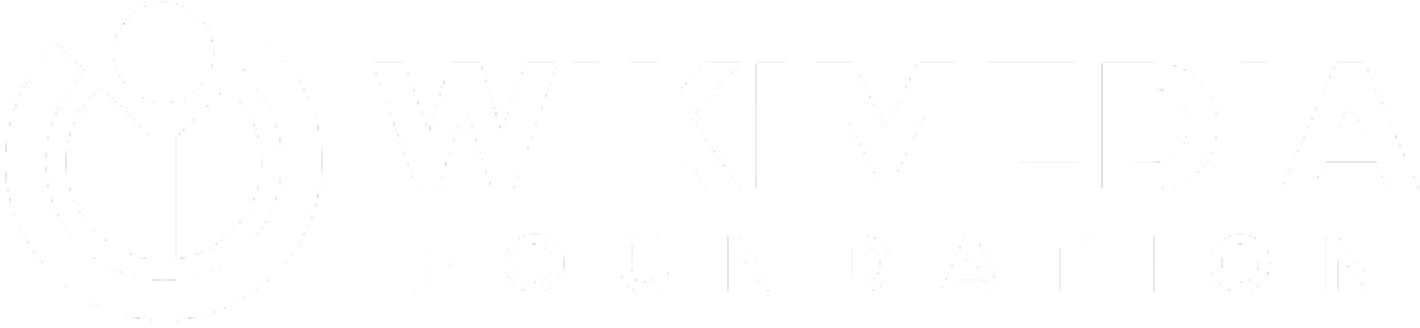 Wikimedia Foundation logo with a circular symbol and bold text on a black background.