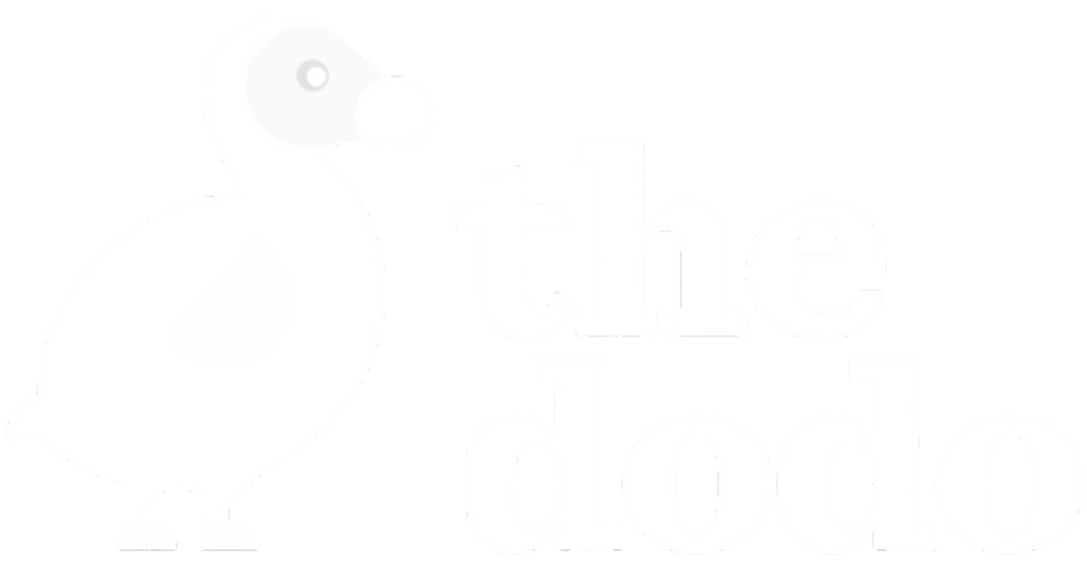 White silhouette of a dodo bird next to the white text 'the dodo' on black background.