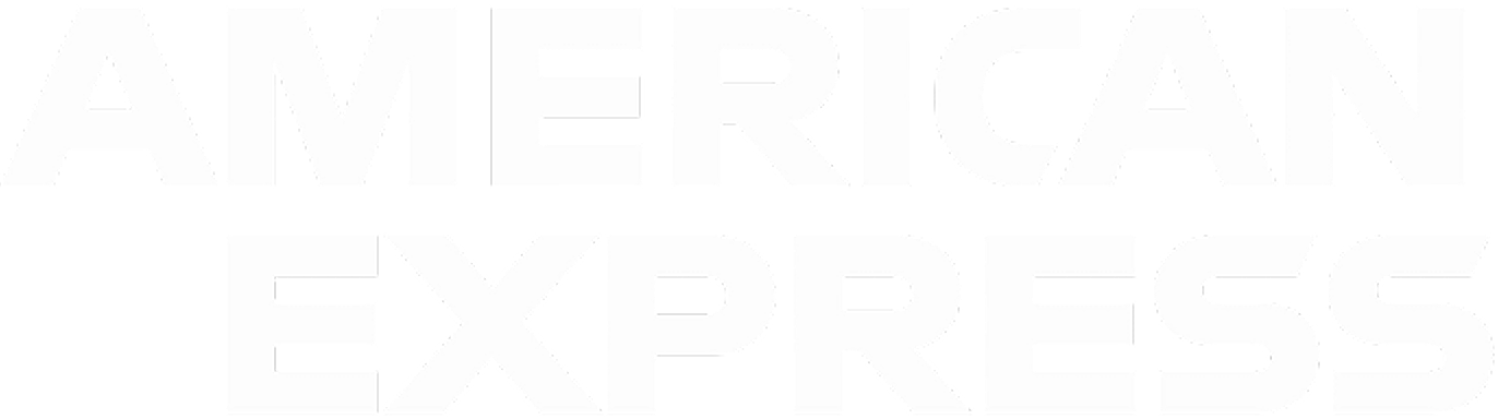 American Express logo in bold white letters on a black background.