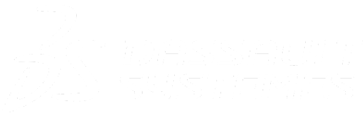 Dassault Systèmes logo with stylized 3DS letters on a black background.