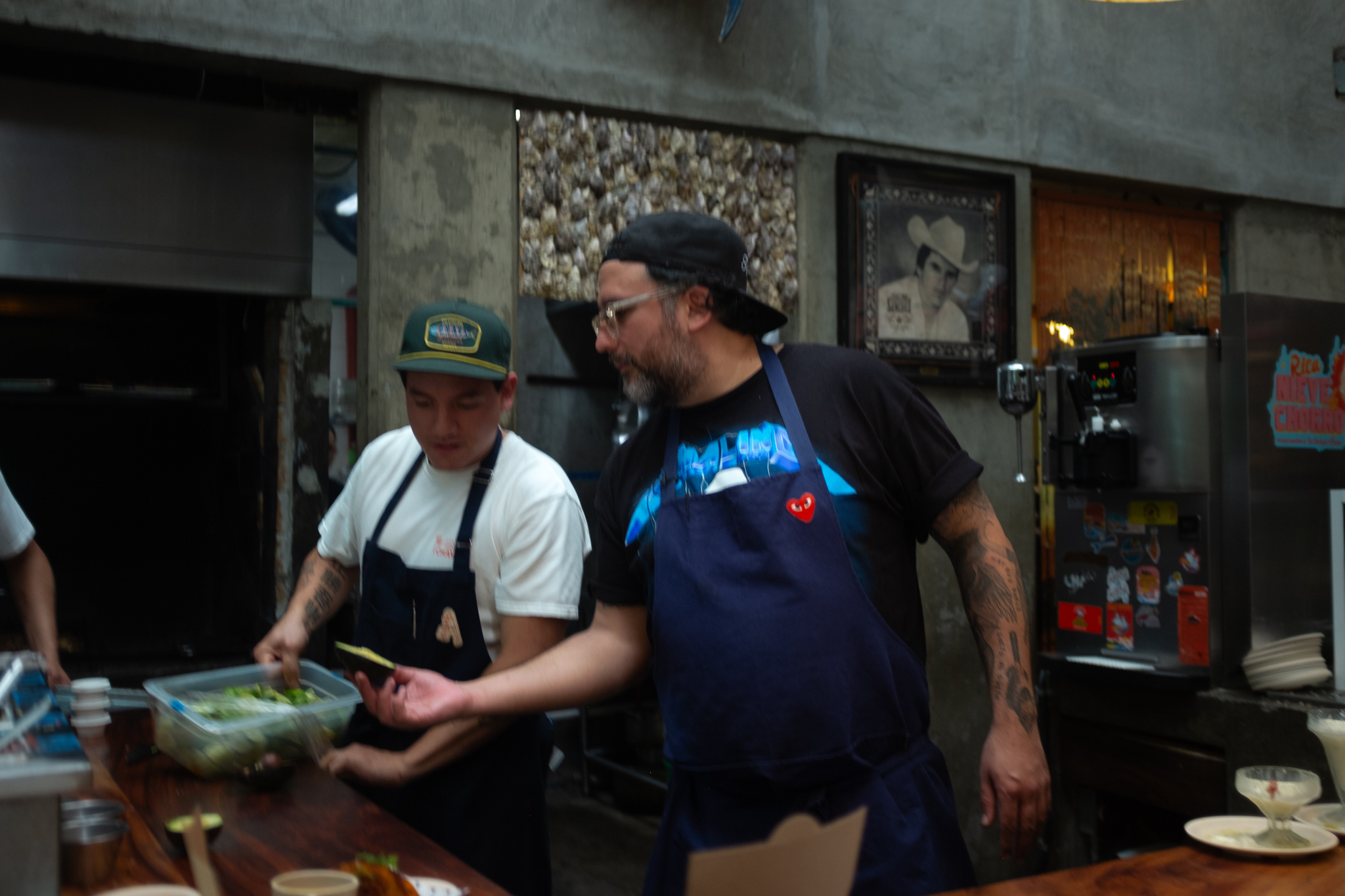 Food and friends on the Compa Chava shoot