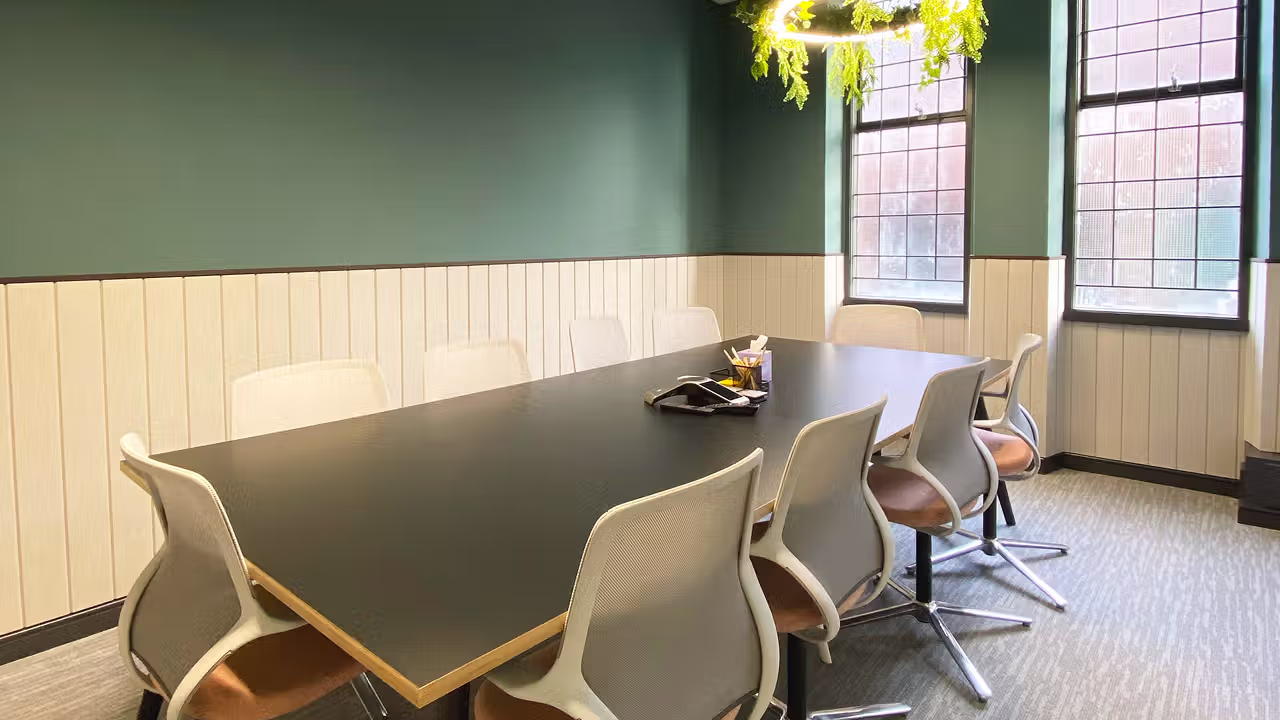 The Vault Meeting room showing the conference table and chairs