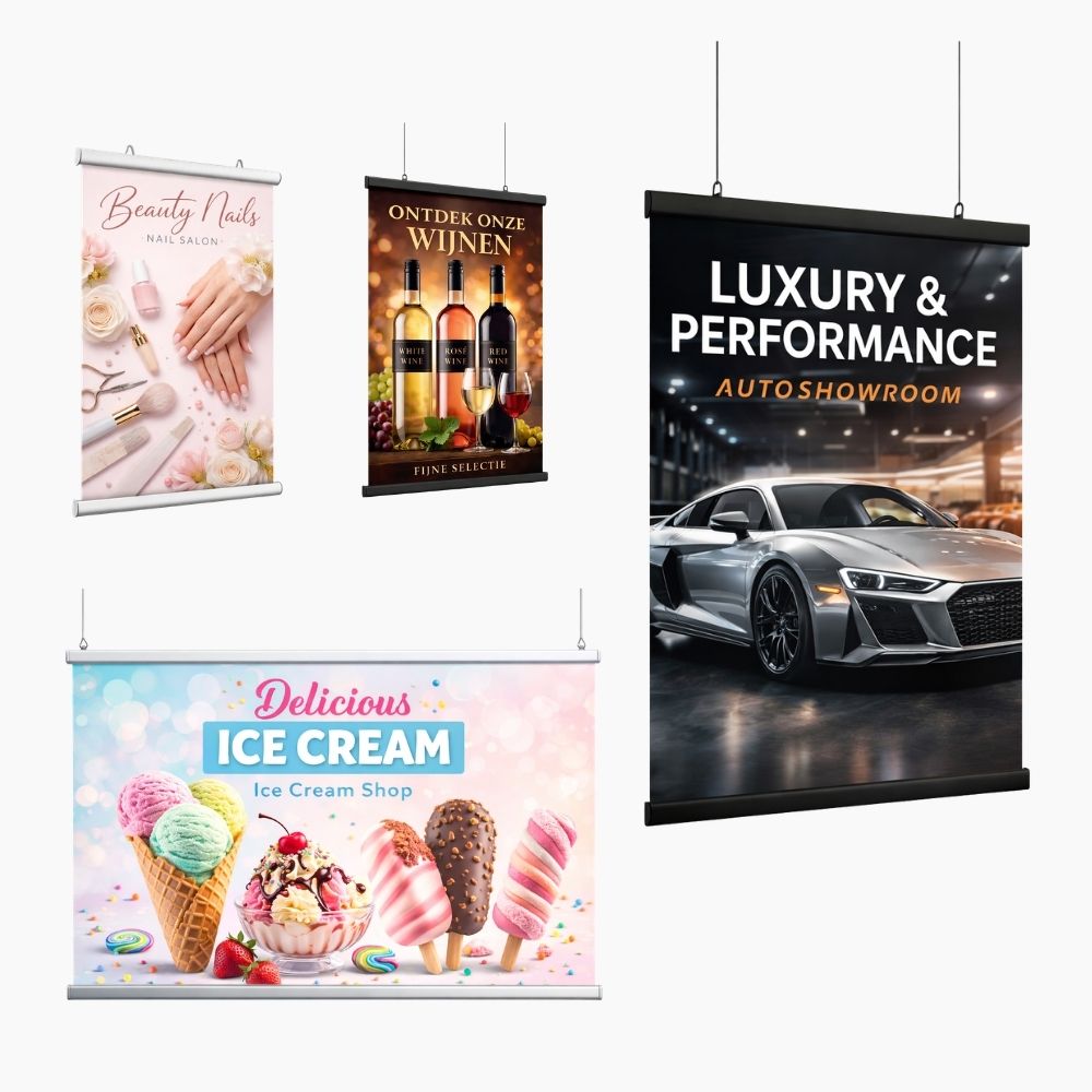 Roll-up banner met opvallende print voor beurzen en presentaties