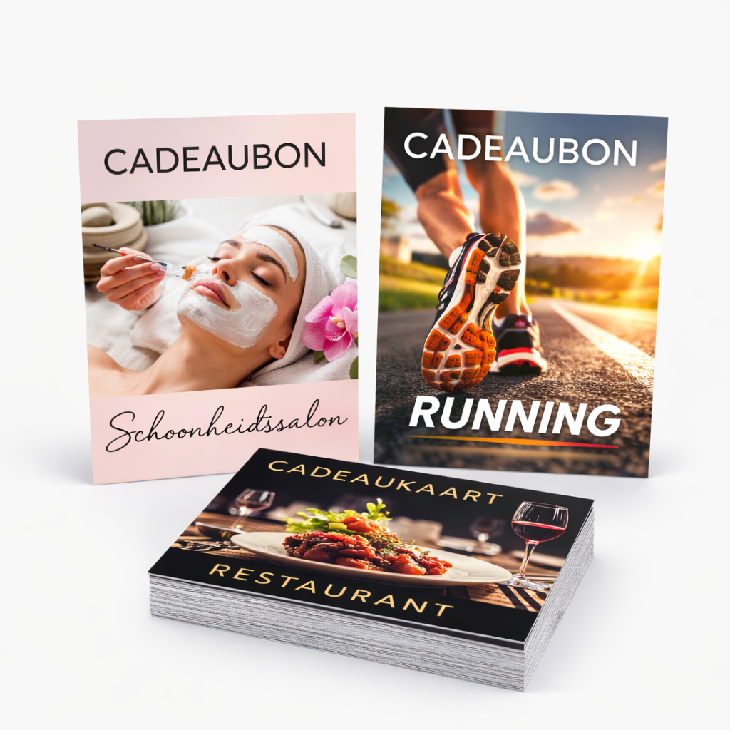 Cadeaubonnen voor winkels salons en horeca representatief uitgevoerd