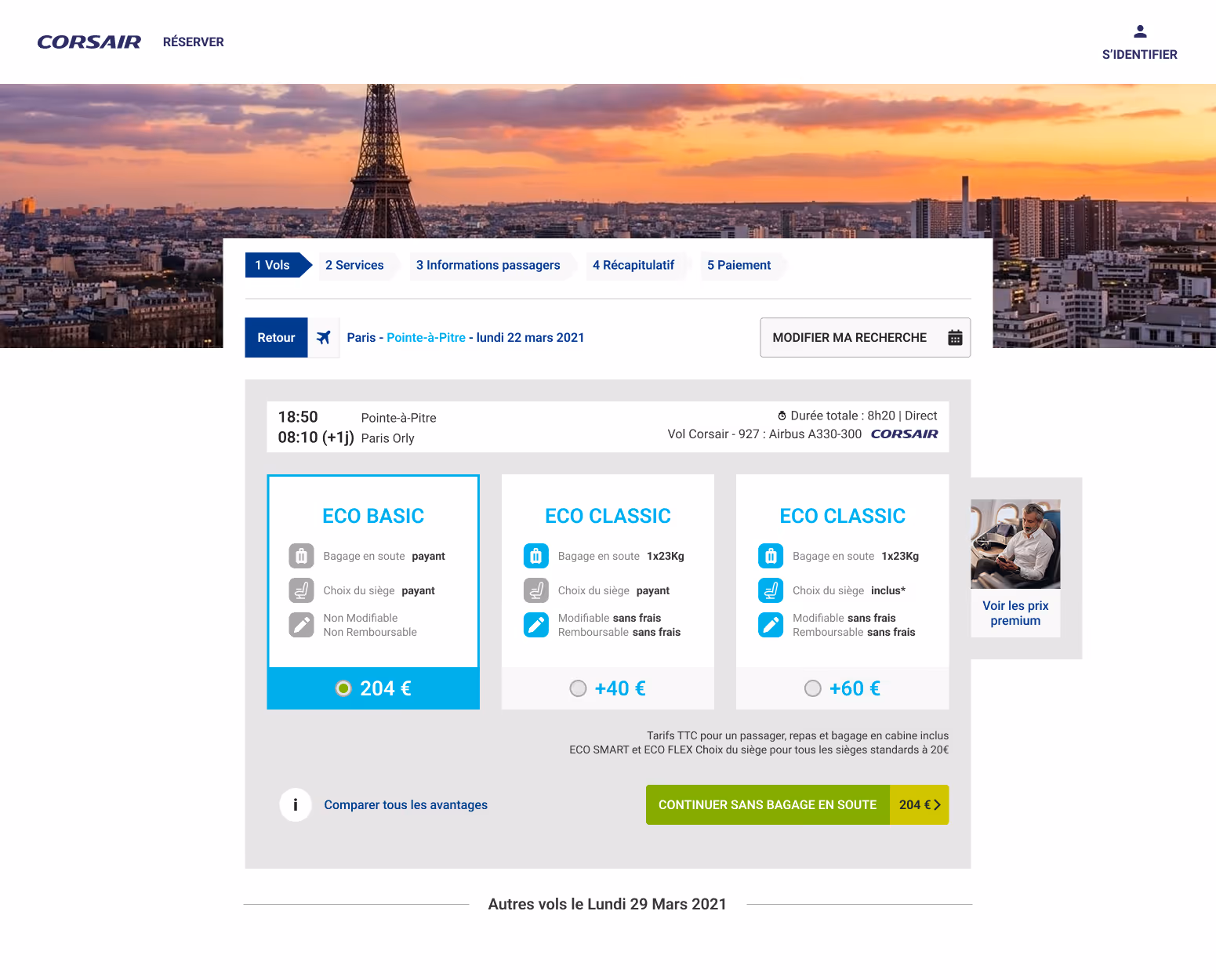 Interface utilisateur de la page de résultats de recherche 