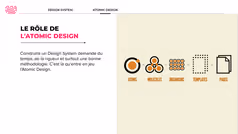 Une des slides du support pédagogique sur l'Atomic Design. Part 1 - Cliquez pour visualiser en plein écran